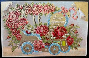 Vintage Victorian Postcard 1901-1910 Heartiest Congratulations - Truck of Roses