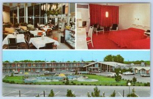 1960-70's EMPORIA VIRGINIA VA HOLIDAY INN HOTEL SWIMMING POOL 3 VIEWS POSTCARD