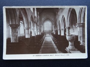 Norfolk HOLT St Andrew the Apostle Church & Font Interior c1942 RP Postcard