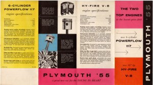 Brochure for 1955 Plymouth Engines 117 hp Powerflow 6 and 167 hp Hy-Fire V-8