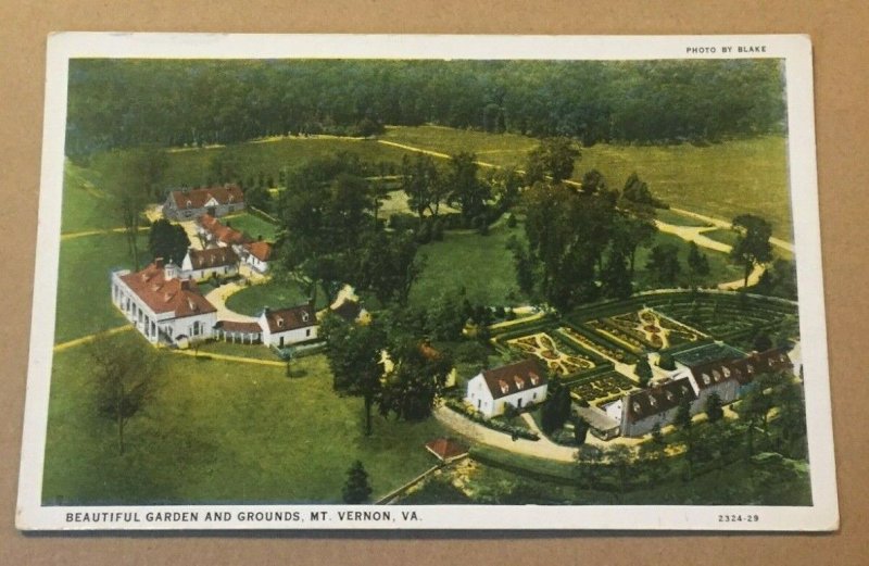 VINTAGE PENNY POSTCARD UNUSED GARDEN & GROUNDS, MT. VERNON, VA. 