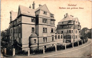 Czech Republic Karlsbad Kurhaus zum Goldenen Kreuz Karlovy Vary Postcard 09.68