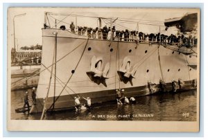 c1920's A Dry Rock Float Capsizing USS Pittsburgh RPPC Photo Vintage Postcard