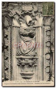 Old Postcard Rouen Cathedral Fragment of the tomb of cardinal d & # 39Amboise...