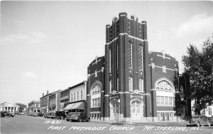 H68/ Mt Sterling Illinois RPPC Postcard c1940s First Methodist Church  160