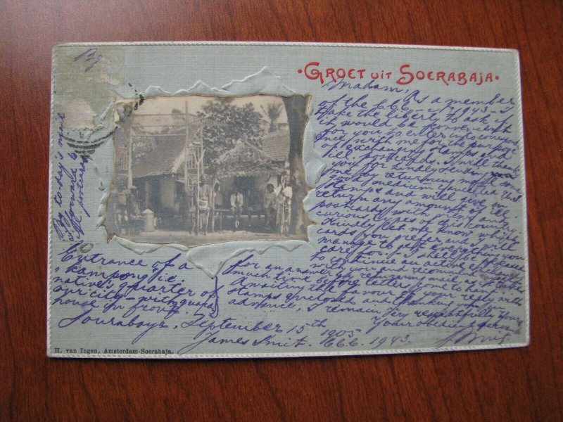 Dutch Indies Soerabaja Surabaya Postcard Photo Embossed 1905 Used No Stamp