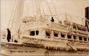 'Northwestern' Ship Juneau Alaska AK 1916 Winter & Pond Real Photo Postcard E19