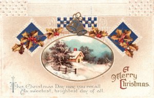 Vintage Postcard Christmas Day As Sweetest Brightest Day Greetings Winter Snow