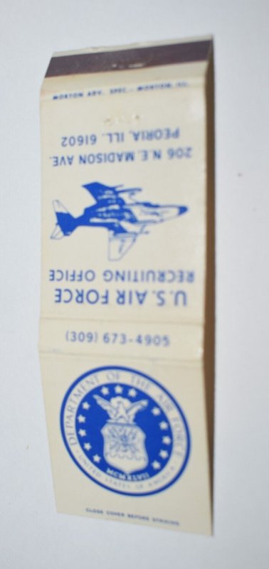 U. S. Air Force Recruiting Office Peoria Illinois 20 Strike Matchbook Cover