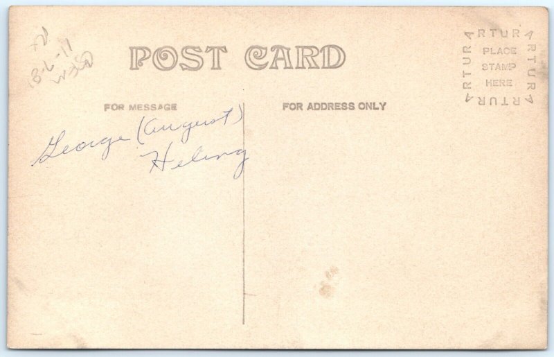 ID'd c1910s Handsome Man Wicker Spectacles RPPC Real Photo Postcard Heling A121