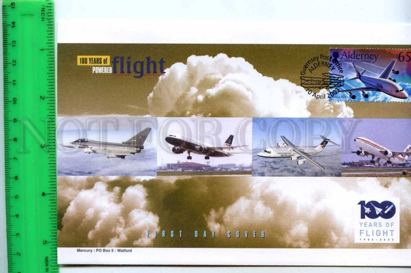 242079 ALDERNEY 100 years of FLIGHT PLANES 2003 year FDC