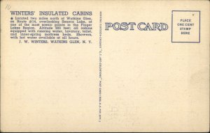 Winters Cabins Seneca Lake NY Linen Postcard