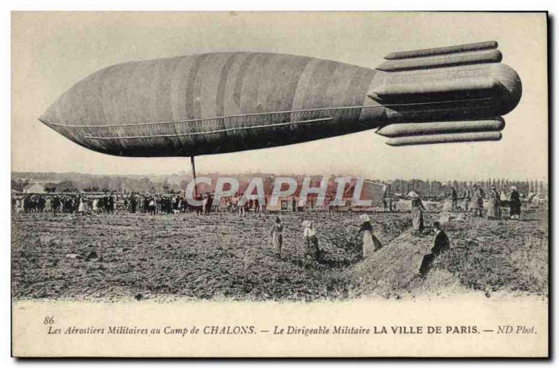 Old Postcard Zeppelin Airship Aviation Camp Chalons City of Paris