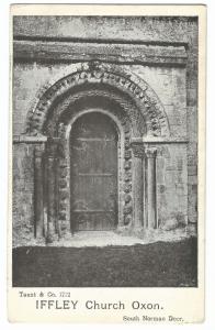 Iffley Church, Oxon, South Norman Door PPC, Unposted, by Taunt & Co 