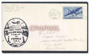 Letter US 1st flight tp France May 2, 1946
