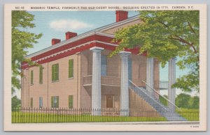 Camden South Carolina~Masonic Temple~Old Courthouse~Linen Vintage Postcard