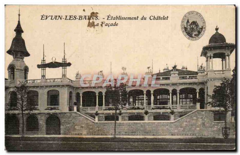 Old Postcard Evian les Bains Establishment Chatelet The front