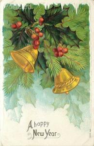 New Year, A Happy New Year, Holly, Bells, Embossed, H.H. Company Series 140