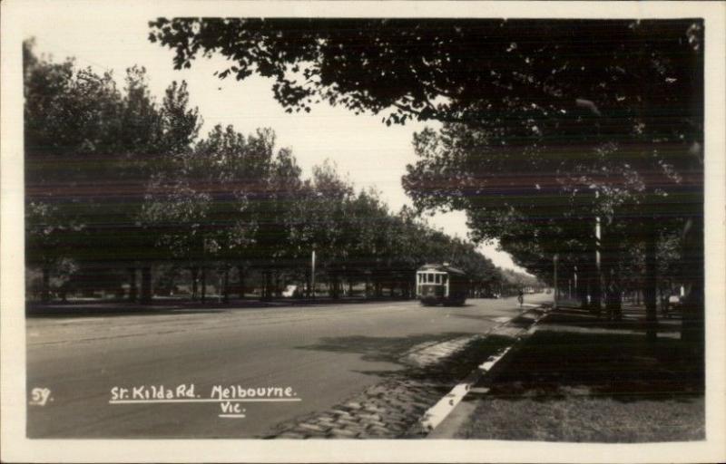 Melbourne Victoria Sr Kilda Road c1915 Real Photo Postcard