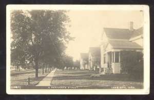 RPPC LAKE CITY IOWA RESIDENCE STREET SCENE VINTAGE REAL PHOTO POSTCARD POLK 1912