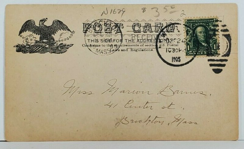 1905 Lewiston Maine Masonic Building Postcard P19