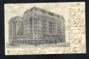 JOPLIN MISSOURI THE NEW JOPLIN HOTEL DOWNTOWN 1906 VINTAGE POSTCARD