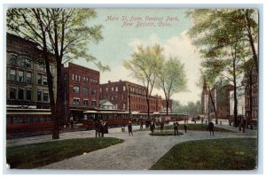 1909 Main Street Central Park Trolley Tourists New Britain Connecticut Postcard