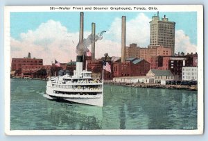 1931 Water Front & Steamer Greyhound Ship Vacation Trip Toledo Ohio OH Postcard