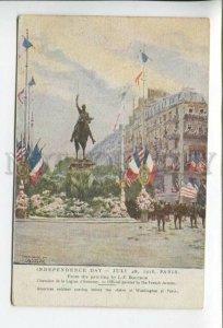 432626 WWI French Propaganda Red Cross Independence Day USA Flag Bouchor PC