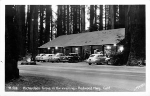 Postcard RPPC 1940s California Humboldt Redwood Hwy Richardson autos CA24-3445