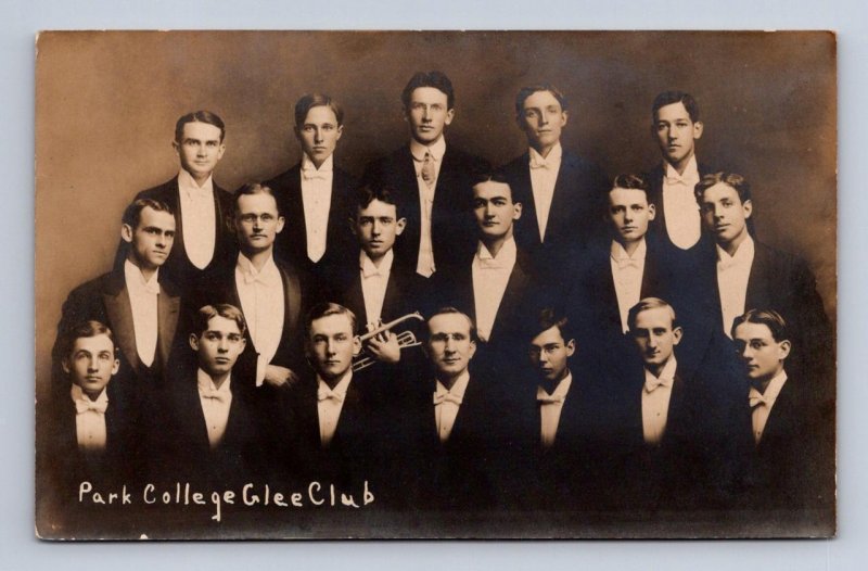 RPPC UNIVERSITY OF MARYLAND COLLEGE PARK GLEE CLUB REAL PHOTO POSTCARD (c. 1910)