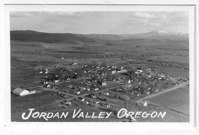 Jordan Valley Oregon Bird's Eye Town View RPPC Real Photo Postcard