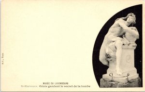 Genie Keeping the Secret of Tomb St Marceaux Marble Luxembourg Museum Postcard