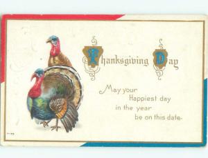 Pre-Linen Thanksgiving COLORFUL TURKEY BIRDS AB4415