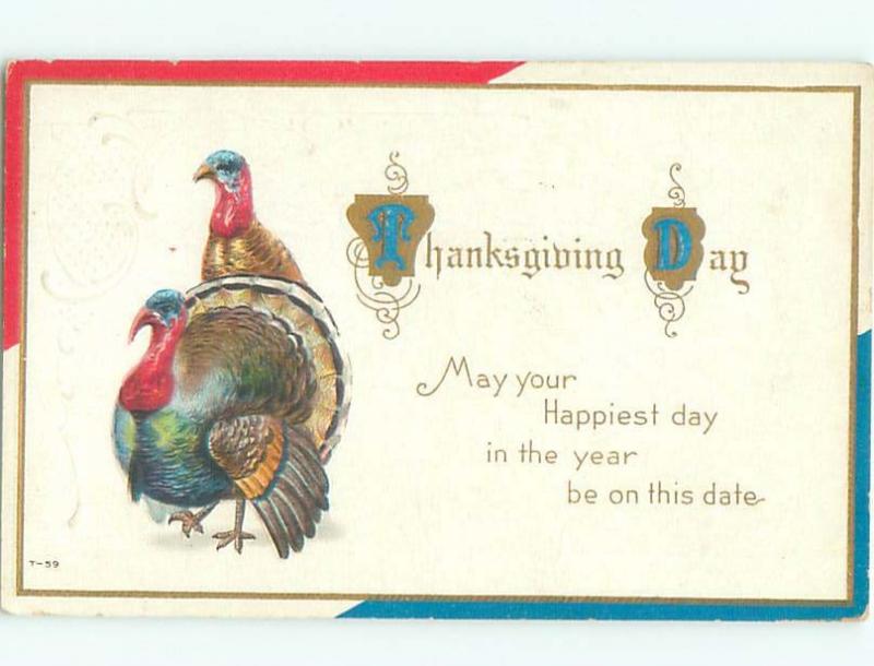 Pre-Linen Thanksgiving COLORFUL TURKEY BIRDS AB4415