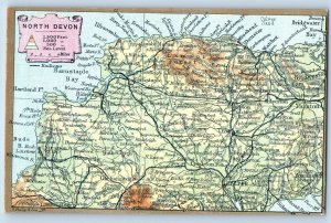 Devon England Postcard North Devon Map View c1950's Unposted RPPC Photo