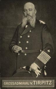 German Grand Admiral Alfred von Tirpitz in Uniform (1910s) WWI Postcard