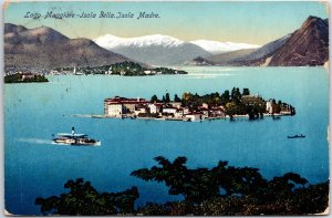 VINTAGE POSTCARD LAKE MAGGIORE AND BELLA & MADRE ISLANDS VIEW ITALY 1911