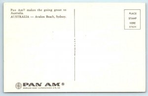 AVALON BEACH, SYDNEY Australia ~ Advertising PAN AM AIRLINES Postcard