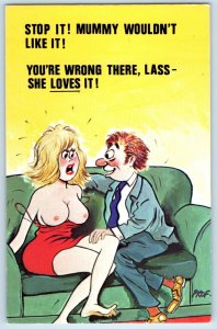 Risque Comic Humor Nude Woman Stop It Mummy Wouldn't Like It Prof Postcard