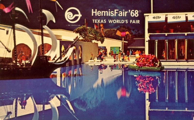 TX - San Antonio, 1968. HemisFair '68. Waterway in Plazas of the World