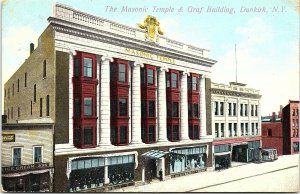 Postcard NY Dunkirk The Masonic Temple & Graf Building - Coca Cola Sign 1910 A5