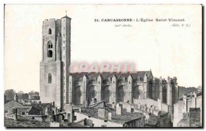 Old Postcard Carcassonne L & # 39Eglise Saint Vincent