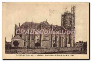 Postcard Old Orvault Loire Inf Church Construction of Tower 25 April 1934