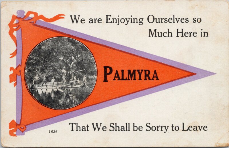 Palmyra Ontario ON Orange Purple Pennant Children c1914 Postcard H6 as is