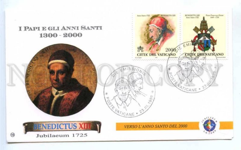 418639 Vatican 1999 year Pope Benedictus XIII First Day COVER
