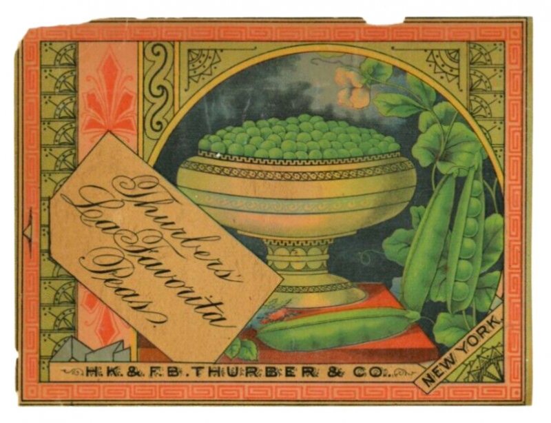 1870s-80s Thurber Can Label La Favorita Peas #6M