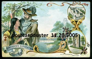 h5064- NORFOLK Virginia Postcard 1907 Jamestown EXPO Indian Pocahontas. Old Fort