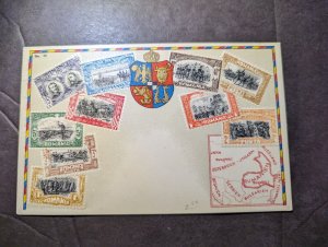 Mint Romania Stamp on Stamp Souvenir Philatelic Postcard Full Stamp Set