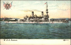 US Navy Battleship USS Indiana c1910 Postcard